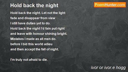 ivor or ivor.e hogg - Hold back the night