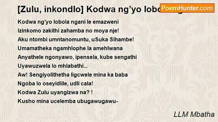LLM Mbatha - [Zulu, inkondlo] Kodwa ng’yo lobola ngani...