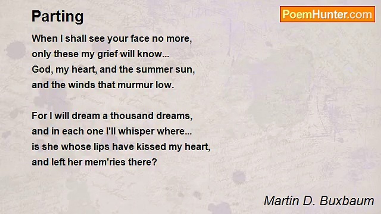 Martin D. Buxbaum - Parting