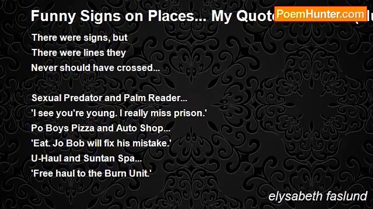 elysabeth faslund - Funny Signs on Places... My...