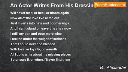 B.. Alexander - An Actor Writes From His Dressing Room...