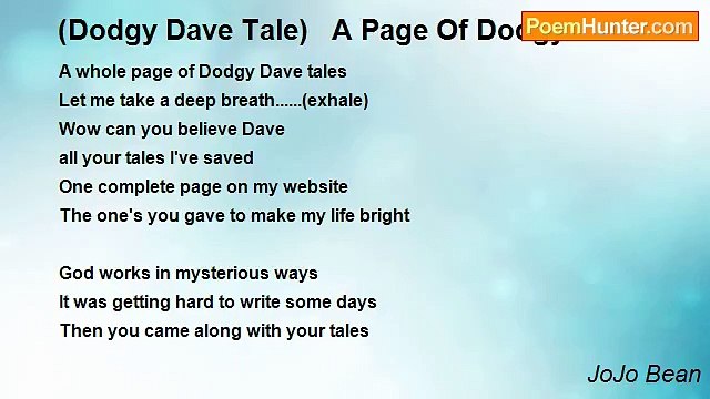 JoJo Bean - (Dodgy Dave Tale) A Page Of Dodgy Dave's