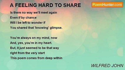 WILFRED JOHN - A FEELING HARD TO SHARE