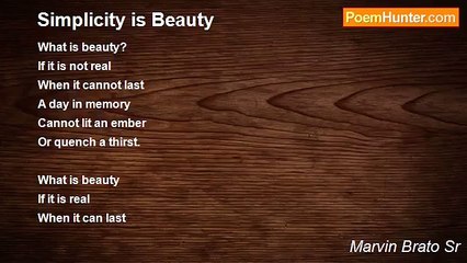 Marvin Brato Sr - Simplicity is Beauty