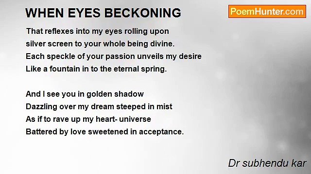 Dr subhendu kar - WHEN EYES BECKONING