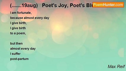 Max Reif - (.......19aug)   Poet's Joy, Poet's Blues