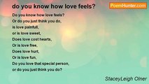 StaceyLeigh Olner - do you know how love feels?