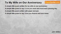 Jim Milks - To My Wife on Our Anniversary