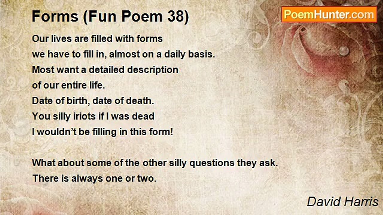 David Harris - Forms (Fun Poem 38)