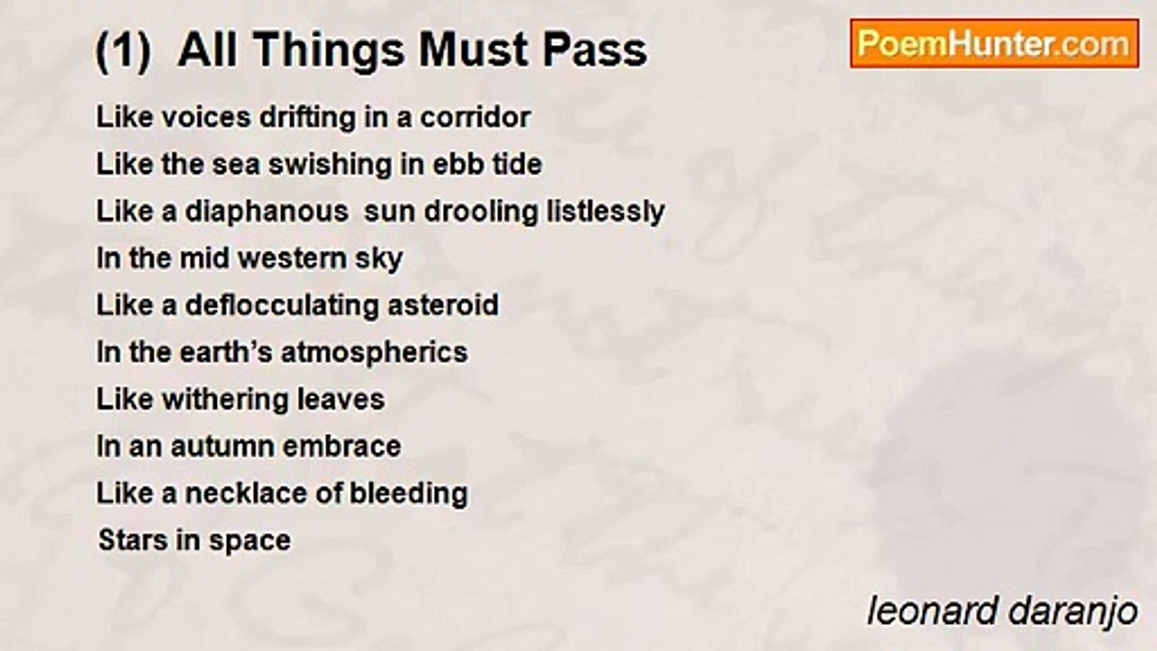 leonard daranjo - (1)  All Things Must Pass