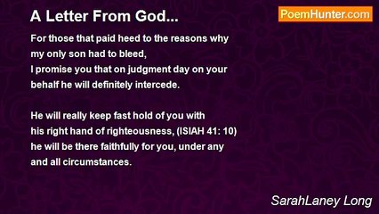 SarahLaney Long - A Letter From God...