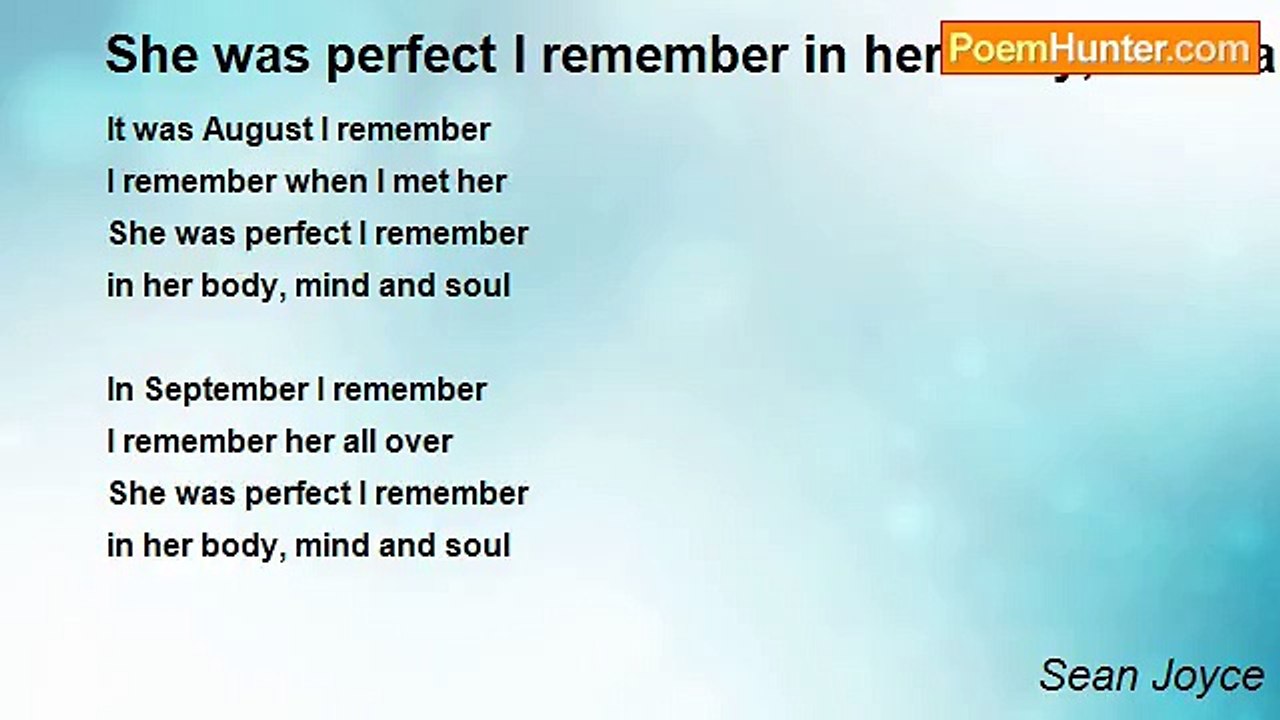 Sean Joyce - She was perfect I remember in her...