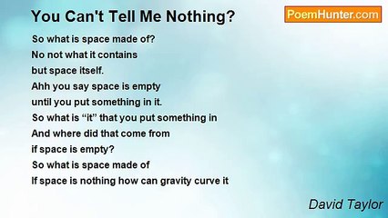 David Taylor - You Can't Tell Me Nothing?