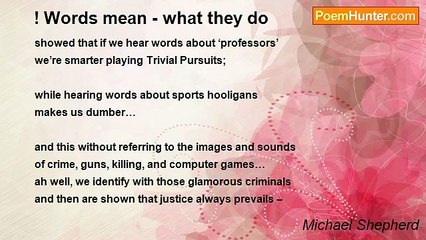 Michael Shepherd - ! Words mean - what they do