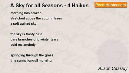 Alison Cassidy - A Sky for all Seasons - 4 Haikus