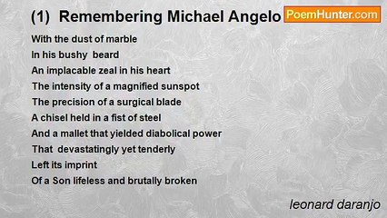 leonard daranjo - (1)  Remembering Michael Angelo - The Pieta