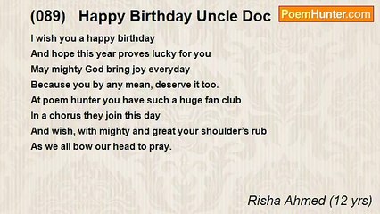 Risha Ahmed (12 yrs) - (089)   Happy Birthday Uncle Doc