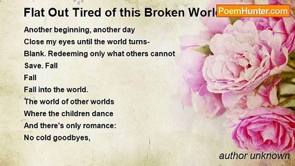 author unknown - Flat Out Tired of this Broken World