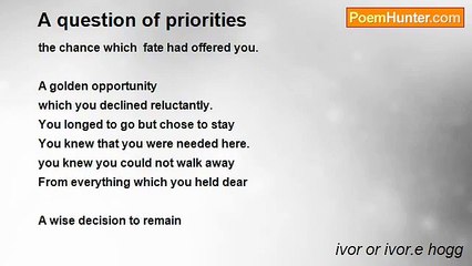 ivor or ivor.e hogg - A question of priorities