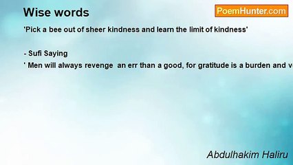 Abdulhakim Haliru - Wise words