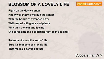 Subbaraman N V - BLOSSOM OF A LOVELY LIFE