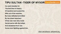 RAVIKIRAN ARAKKAL - TIPU SULTAN -TIGER OF MYSORE.