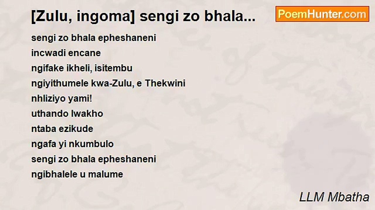 LLM Mbatha - [Zulu, ingoma] sengi zo bhala...