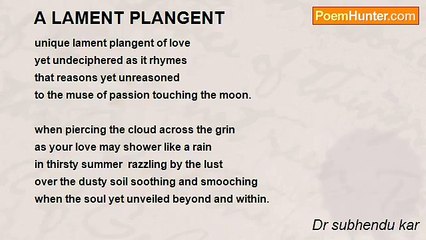 Dr subhendu kar - A LAMENT PLANGENT