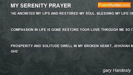 gary Hardesty - MY SERENITY PRAYER