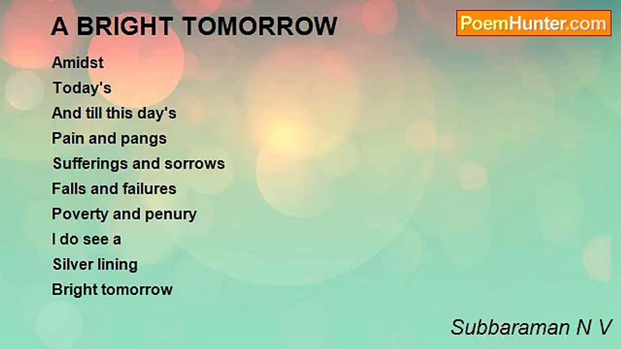 Subbaraman N V - A BRIGHT TOMORROW