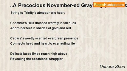 Debora Short - ..A Precocious November-ed Gray Sky (couplets)