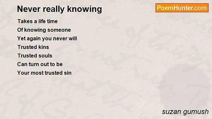 suzan gumush - Never really knowing