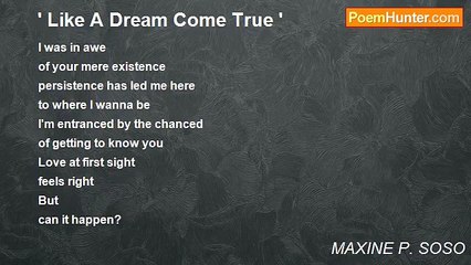 MAXINE P. SOSO - ' Like A Dream Come True '