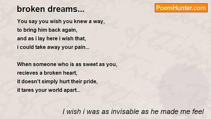 I wish i was as invisable as he made me feel - broken dreams...