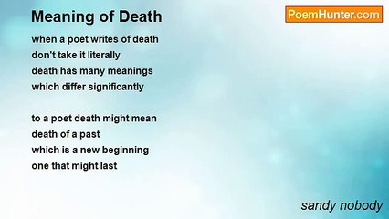 sandy nobody - Meaning of Death