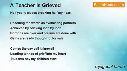 rajagopal haran - A Teacher is Grieved