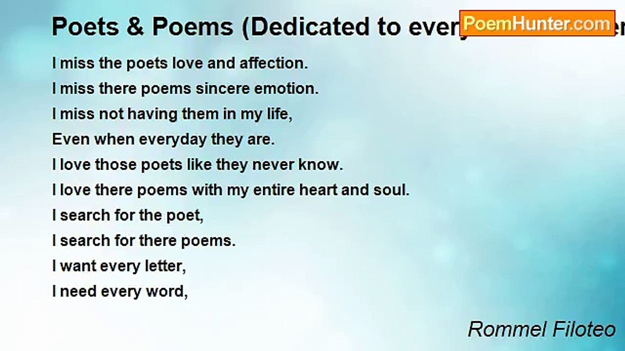 Rommel Filoteo - Poets & Poems (Dedicated to every Poet of Poem Hunter)