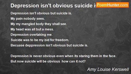 Amy Louise Kerswell - Depression isn't obvious suicide is
