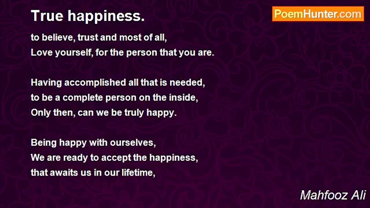 Mahfooz Ali - True happiness.