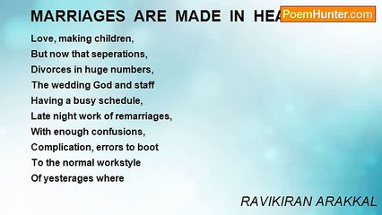 RAVIKIRAN ARAKKAL - MARRIAGES  ARE  MADE  IN  HEAVEN