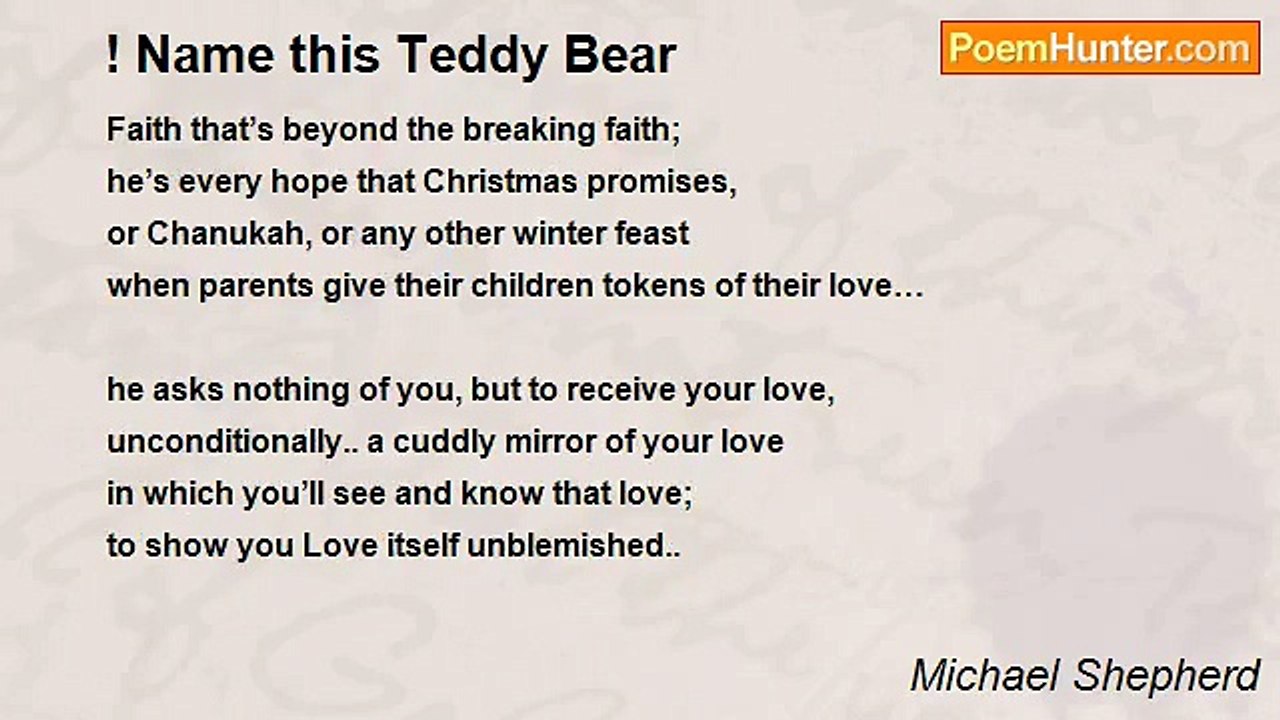Michael Shepherd - ! Name this Teddy Bear