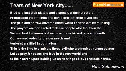 Ravi Sathasivam - Tears of New York city......