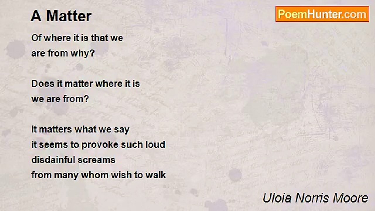 Uloia Norris Moore - A Matter