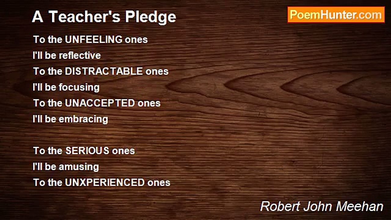Robert John Meehan - A Teacher's Pledge