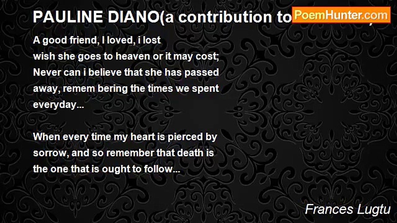 Frances Lugtu - PAULINE DIANO(a contribution to her death)