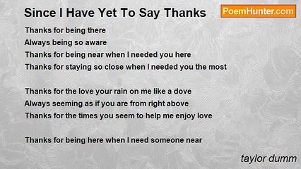 taylor dumm - Since I Have Yet To Say Thanks
