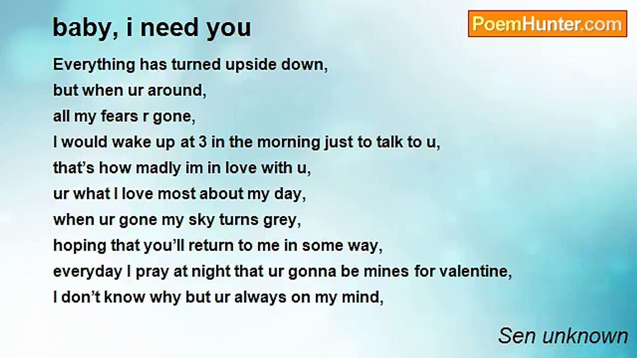 Sen unknown - baby, i need you