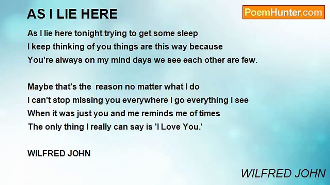 WILFRED JOHN - AS I LIE HERE