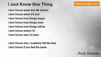 Rudy Hossam - I Just Know One Thing