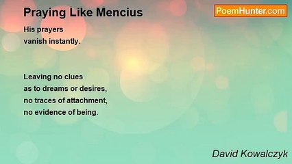 David Kowalczyk - Praying Like Mencius